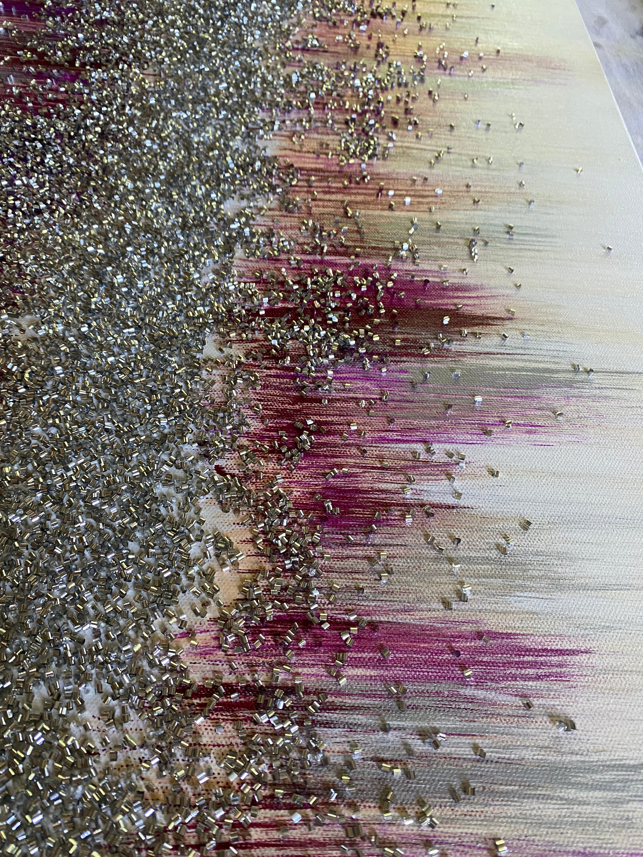 Fuchsia Silver Glitter Painting on Canvas glitter wall art Etsy