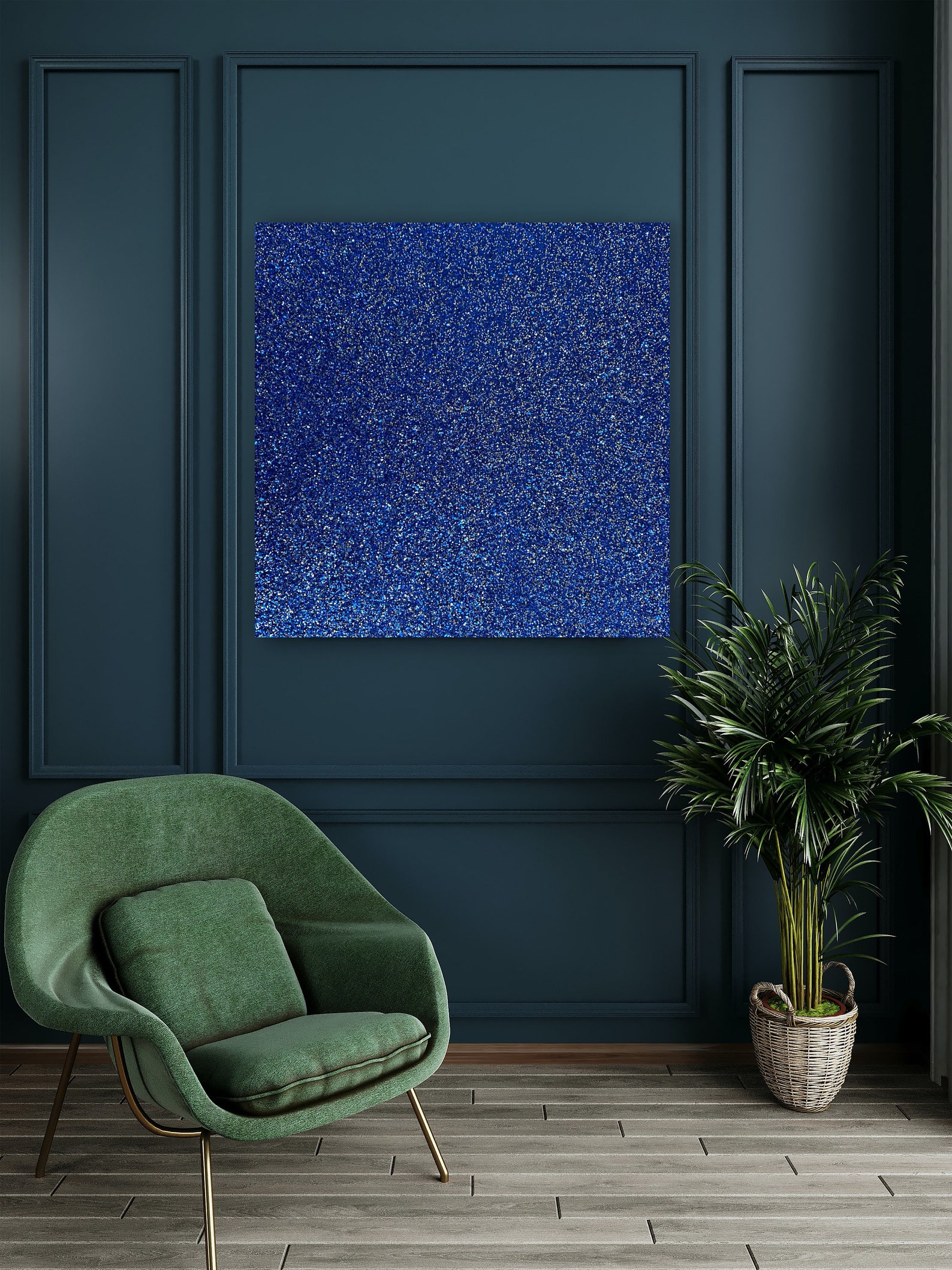Blue Glitter Abstract Painting on Canvas Original abstract Etsy