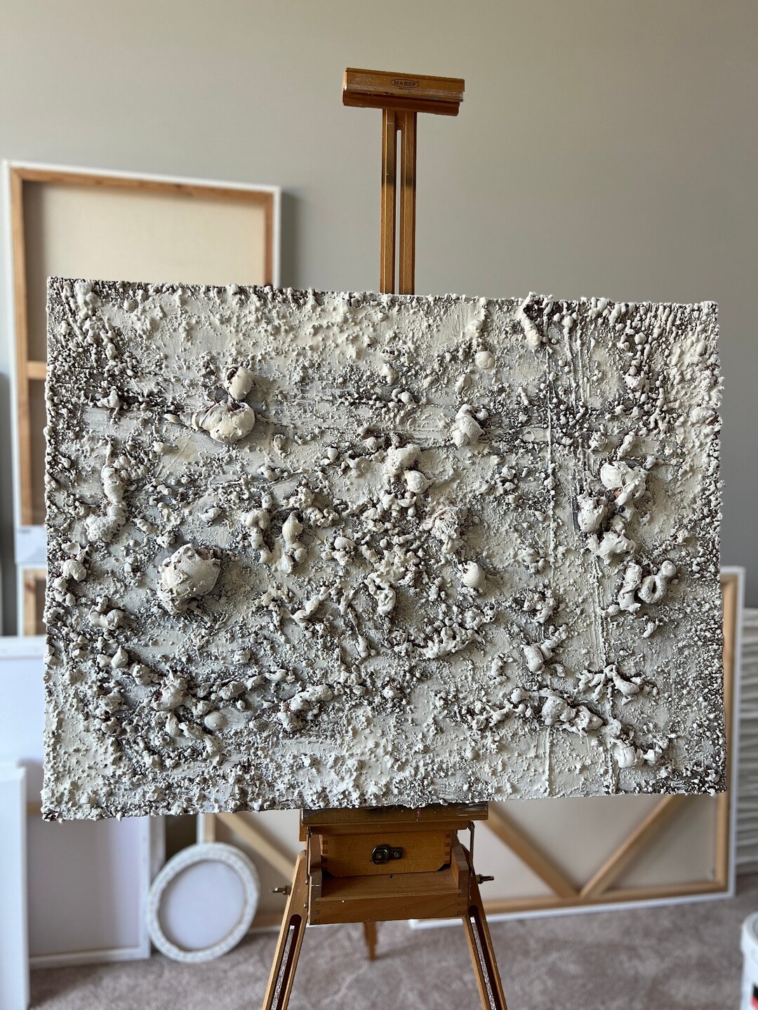 Abstract Painting on Canvas, Neutral Texture Art Canvas, Sculptural