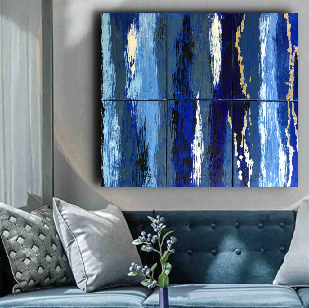 Large Blue Canvas wall art painting on canvas wall art Etsy