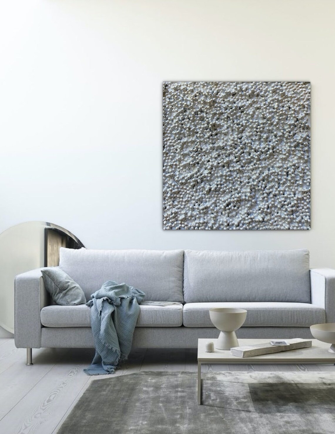 Canvas Wall Art with Silver Metallic Embellishments for Living Etsy