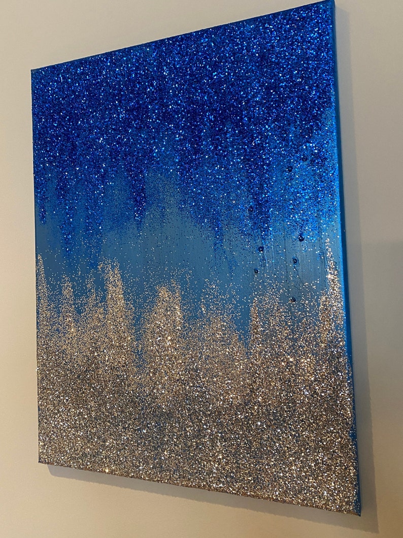 100 Hand Painted Glitter Wall Art Gallerywrapped Abstract Etsy