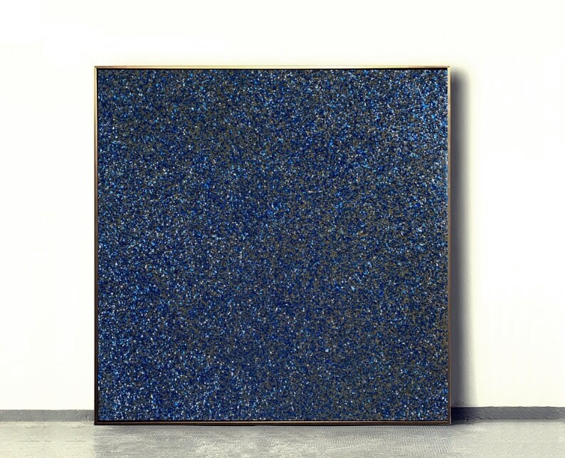 Glitter Abstract Blue Silver Painting glitter canvas wall Etsy