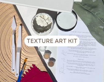DIY Textured Wall Art Kit, Complete Beginner Canvas Painting Set, Plaster Home Decor Kit