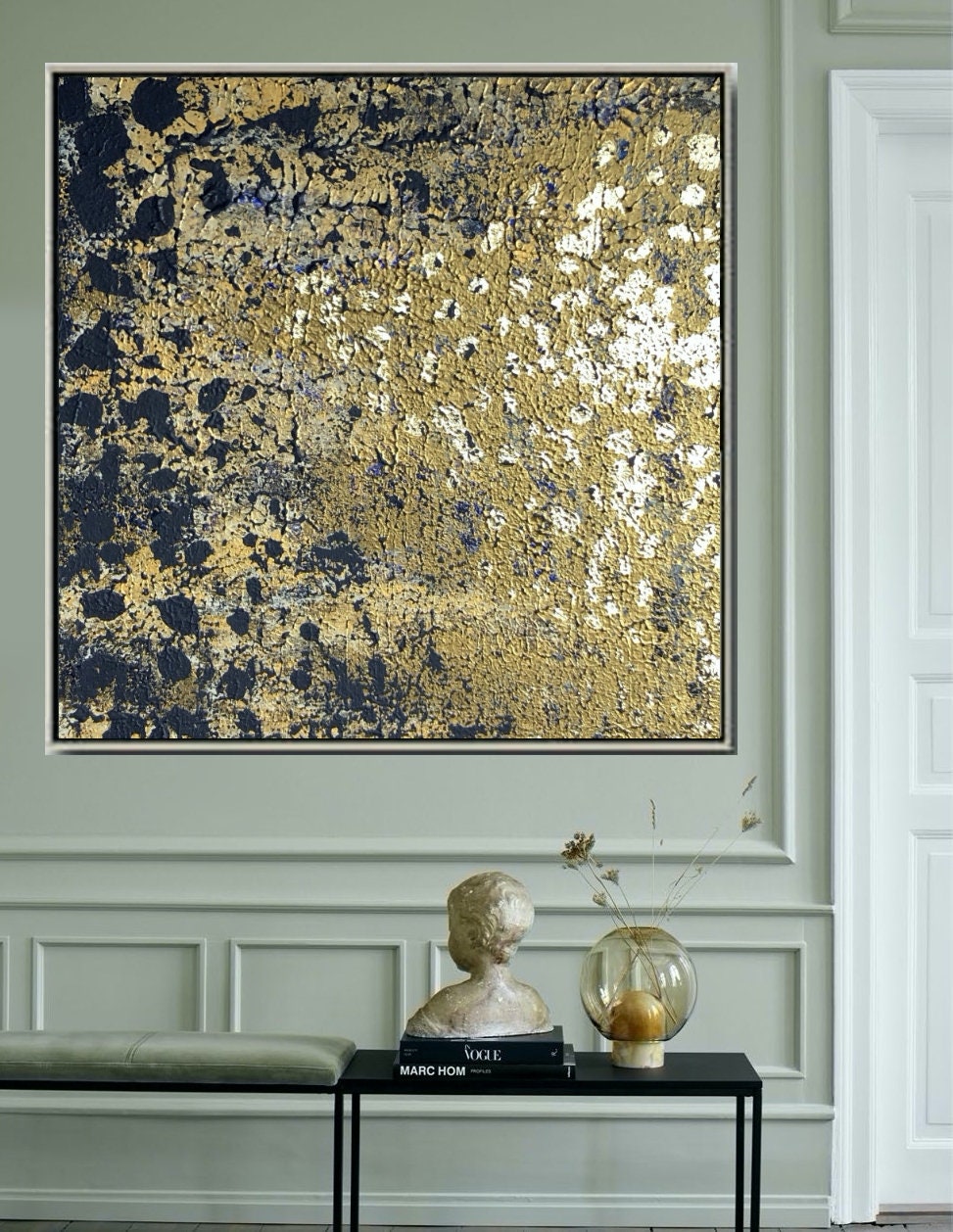Large Wall Art Abstract Gold Metallic Painting Wall Decor | Etsy