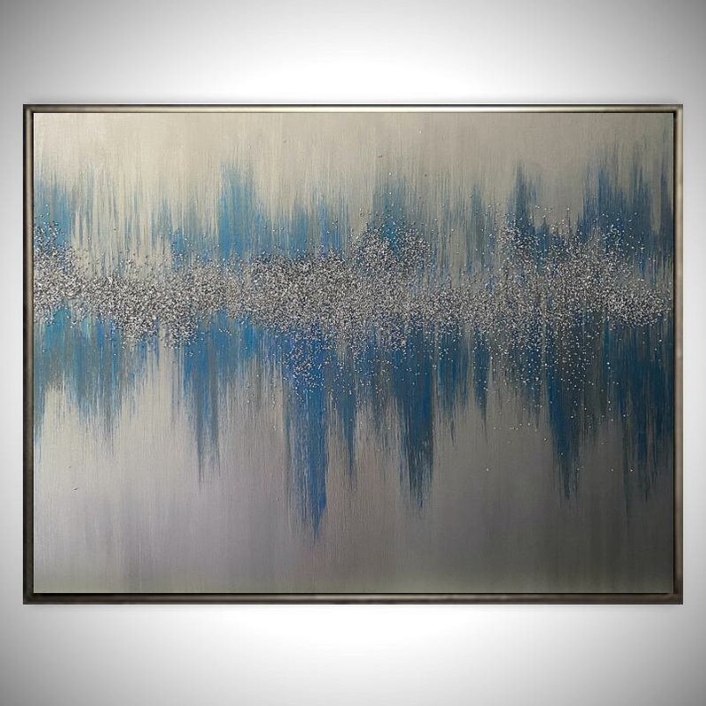 Large Original Abstract Silver Art Metallic Painting for Wall Etsy