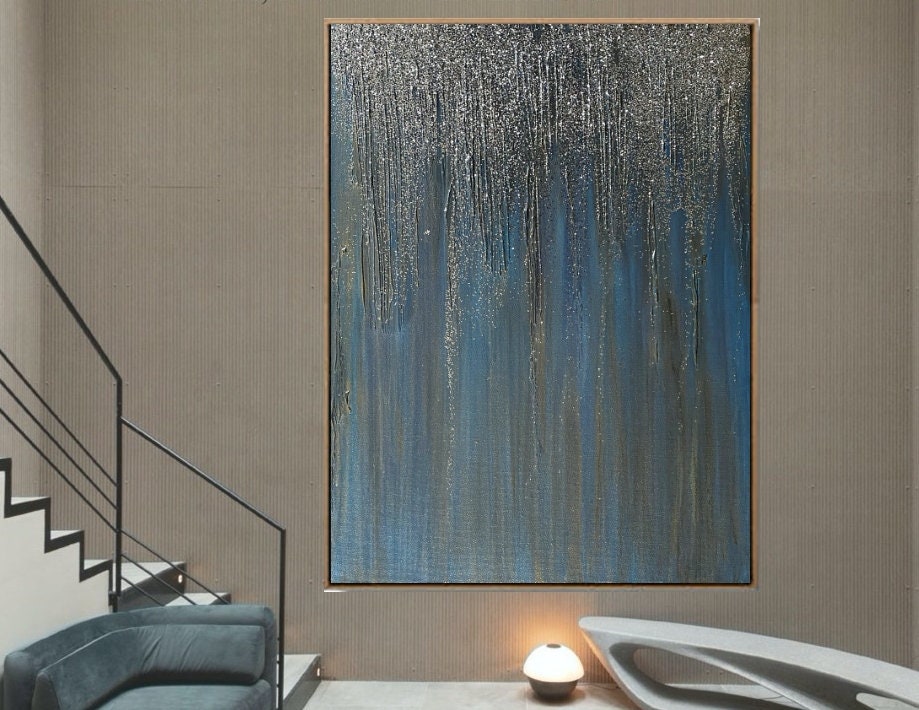 Large wall art glitter abstract painting on canvas original Etsy