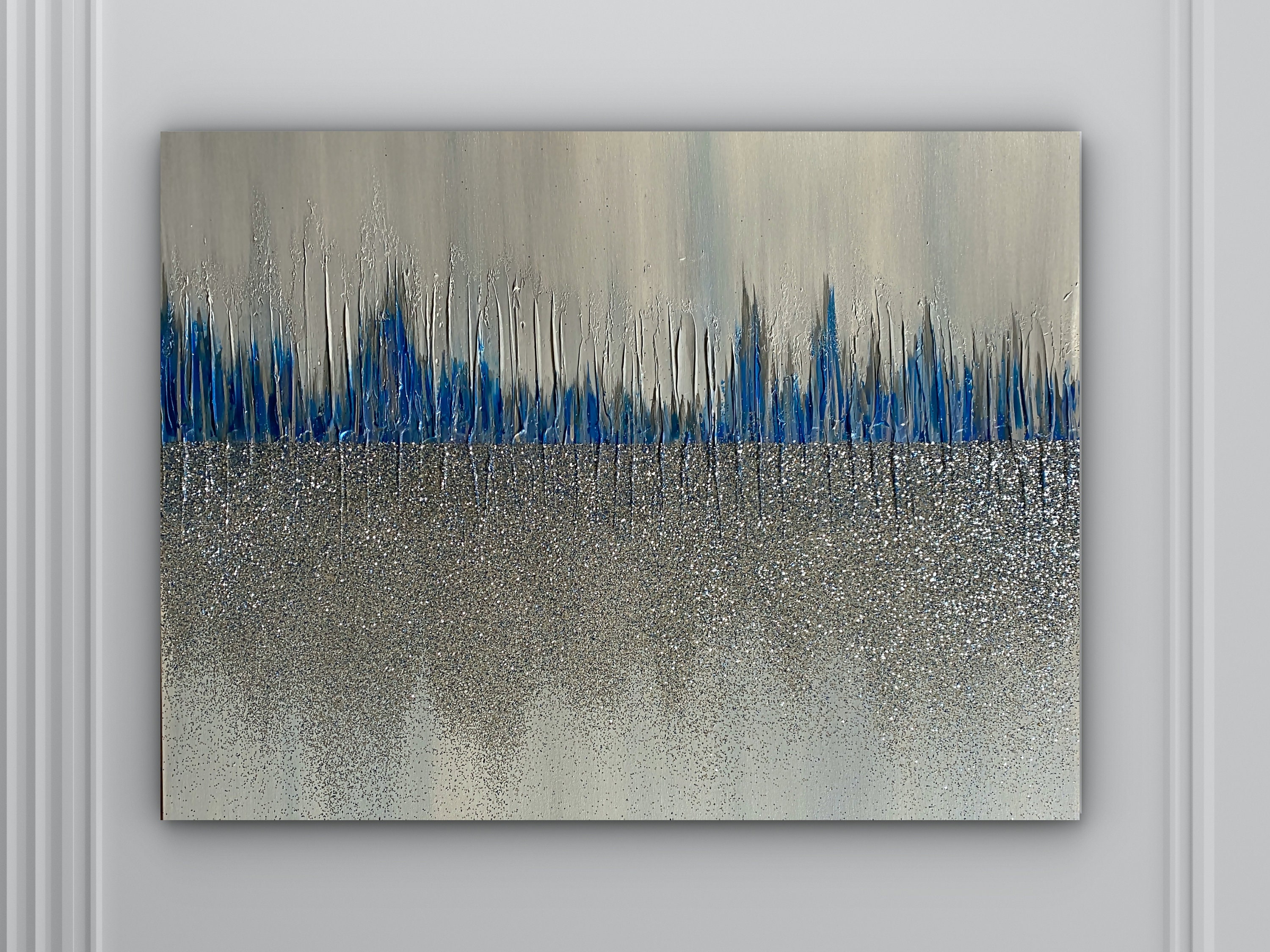 Silver Glitter Wall Art on canvas glitter sparkly wall art Etsy