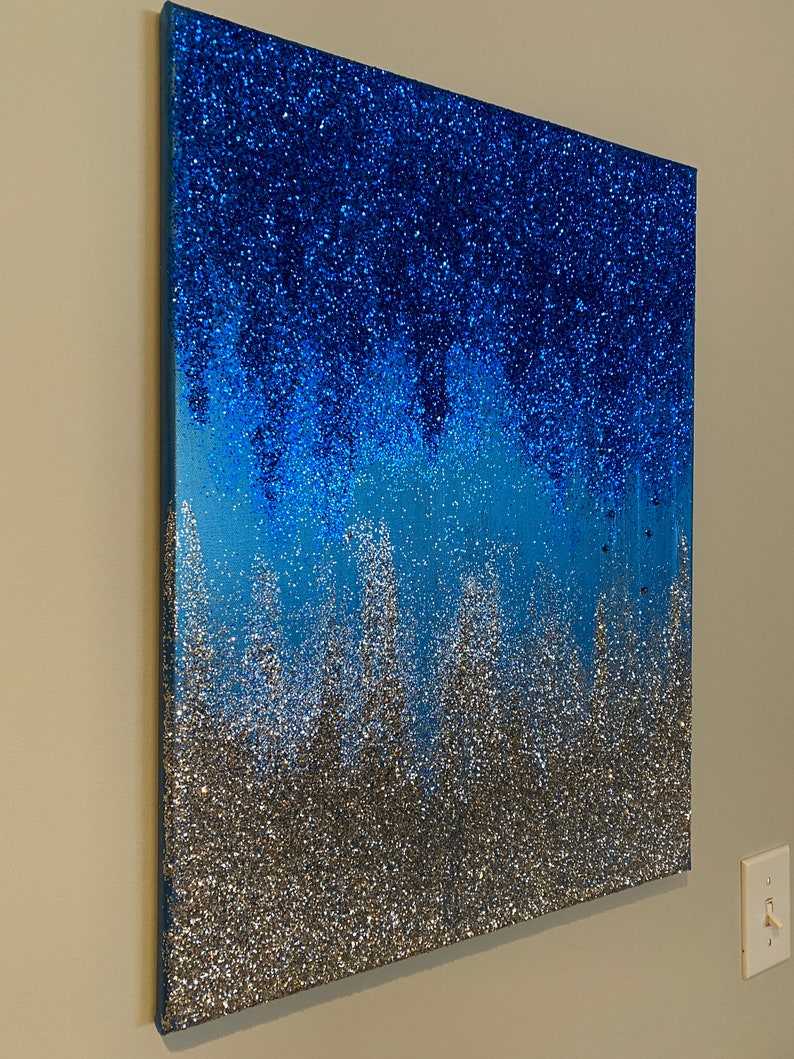 100 Hand Painted Glitter Wall Art Gallerywrapped Abstract Etsy