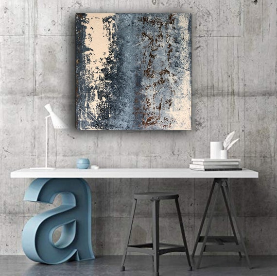 Large Wall Art Abstract Gold Painting Rose Gold Metallic Wall Etsy