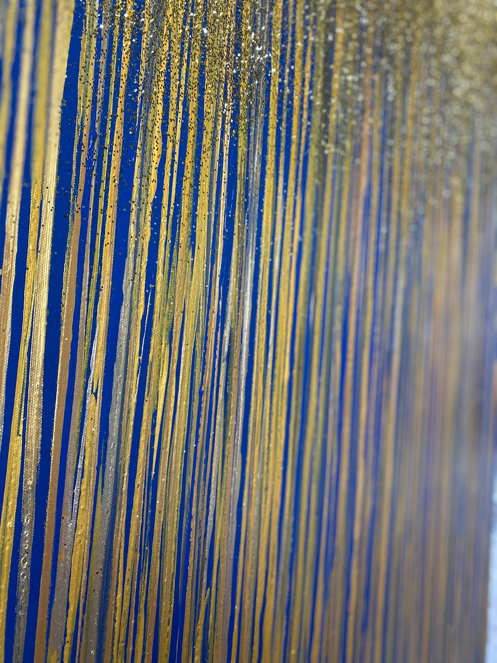 Modern Gold Glitter Abstract Painting on Canvas Blue Gold Etsy