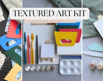 Textured art diy kit, DIY art project, texture tools, plaster art, textured art gift set, date night in, adult diy crafts kit, art gift set