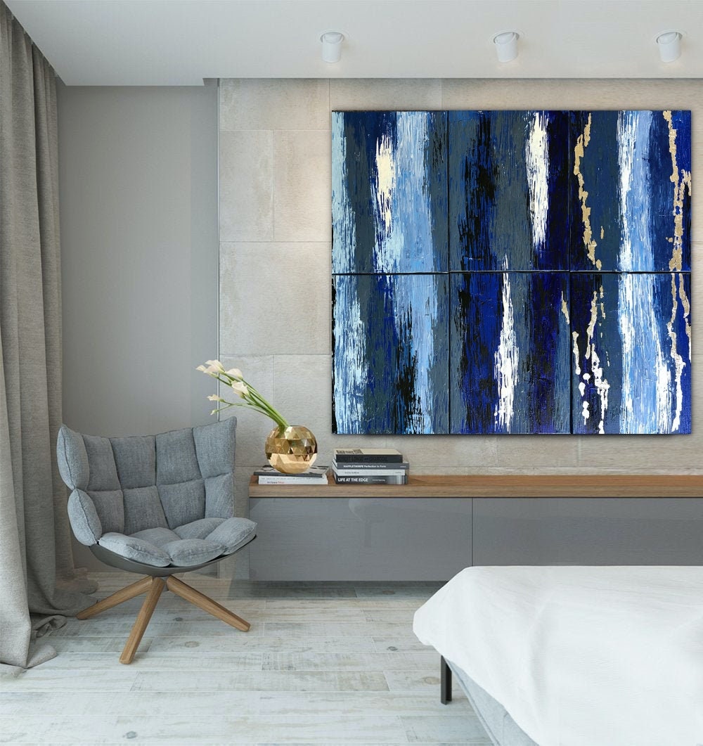 Large Blue Canvas wall art painting on canvas wall art Etsy