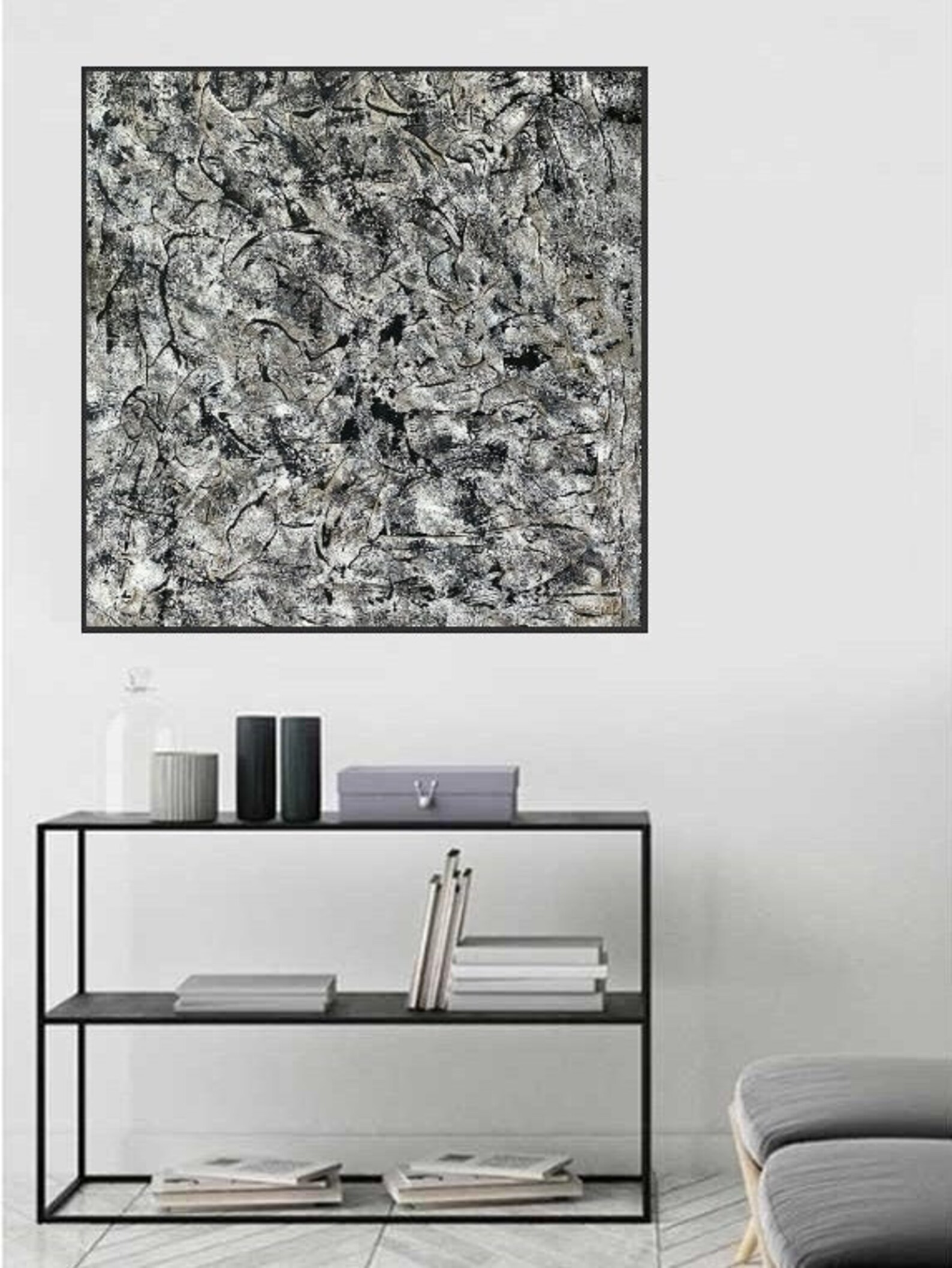 Large textured original wall art black white abstract Etsy