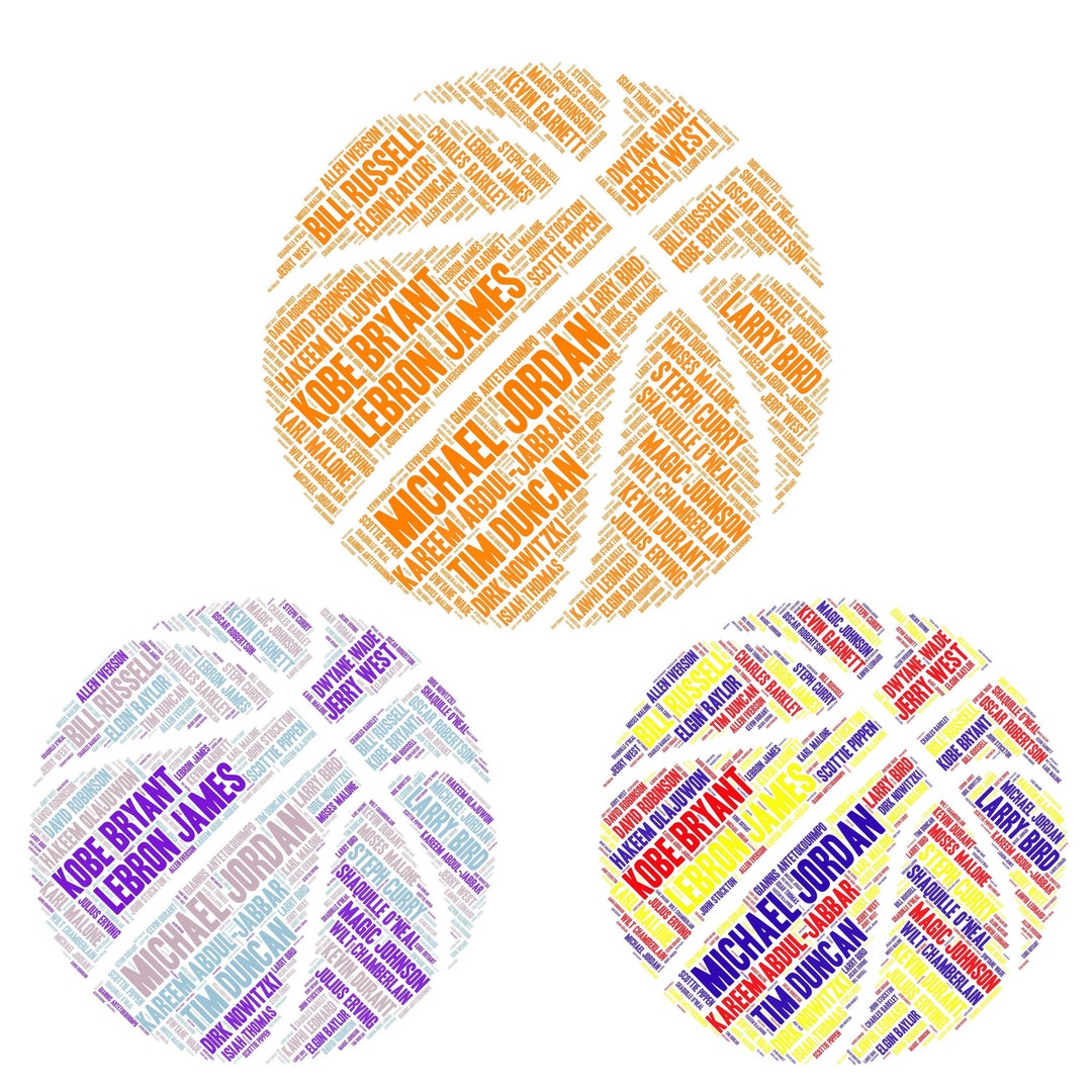 Basketball Word Art NBA Players Transparent PNG Sport Word Etsy