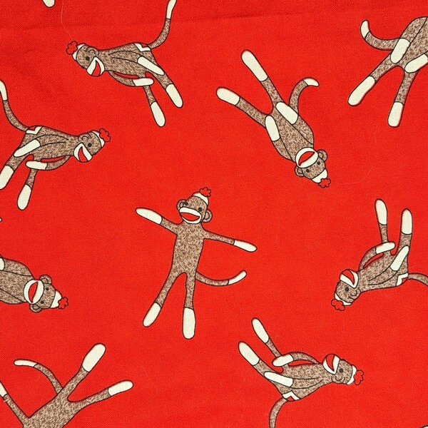 Sock monkey fabric etsy