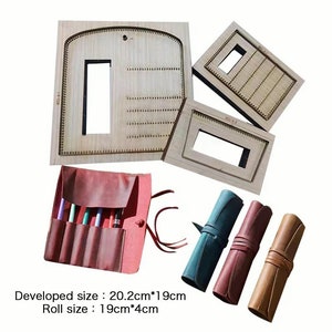 Set di stampi per fustelle in pelle per astuccio pieghevole, fustella per fustellatura in pelle per borsa per pennelli da trucco fatta a mano, strumento Kraft per artigianato in pelle personalizzato