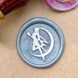 Tampon de cire Sailor Moon avec manche en bois,Estampage de sceau d'enveloppe,Tampon de cire avec logo,Emballage cadeau