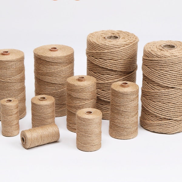 Jute-Seil, natürliche Juteschnur für Verpackung, Geschenkverpackung, Dekoration, Scrapbooking, Gartenbedarf und Kunsthandwerk, 1-12 mm