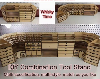 DIY-combinatiegereedschapstafel. Modulaire gereedschapsstandaard voor op tafel. Aanpasbare gereedschapsbank.