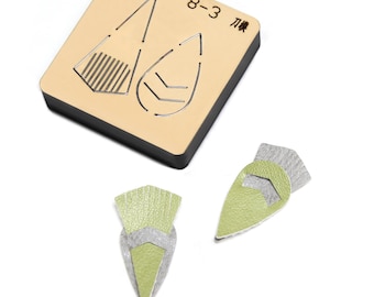 Leather die cut template to craft handmade tassel earrings. Perfect for leather DIY jewelry making.