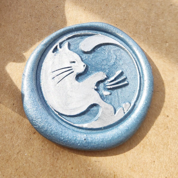 Tampon à cirer Twim Cats avec manche en bois,Cachet de cire avec logo,Cachet pour enveloppe,Emballage cadeau,Cachet pour enveloppe