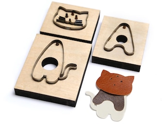 Cute kitten keychain Die cut Set,DIY Cat Keychain Leather Cutting Die Mold,Shake the funny dog/cat Leather Crafts Kraft Tool, Christmas Gift