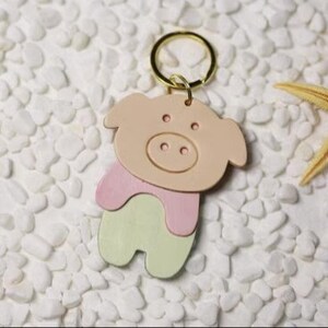 Funny Pig keychain Leather Punch Die Set,DIY Cat Keychain Leather Cutting Die Cut Mold,Shake the funny dog/cat Leather Crafts Kraft Tool