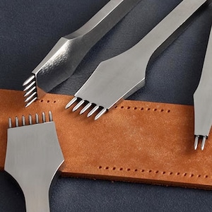 High Quality Steel French 2/5/7Prongs Leather Craft Pricking Tool,3/4/5 mm Spacing Interval Leather Tool,Leather Stitching Prong Round Punch