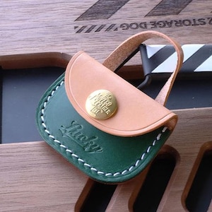 Portachiavi in pelle di mucca fatto a mano, porta carte, fustellato. Mini grazioso set di controllo accessi, fustellato, mini borsa in pelle