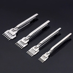 Pricking Iron Leather Tool,Holes Edge Chisel Craft Tool Leathercraft Set of 4 pcs ,Leather Stitching Prong Punch,