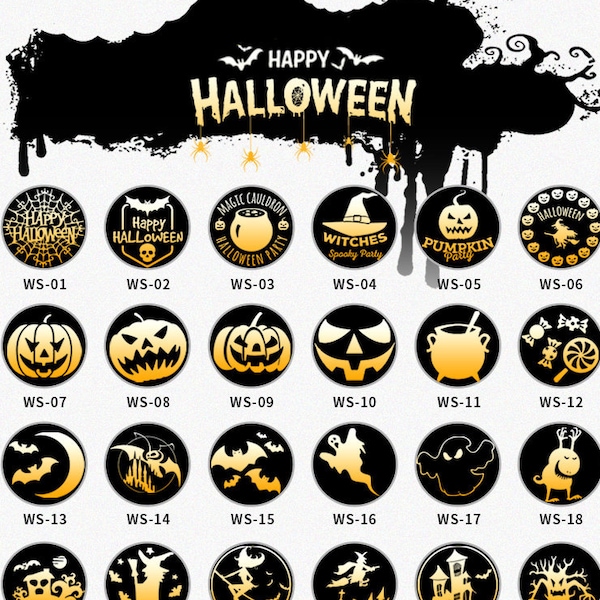 Halloween Desgin Wachssiegel-Stempel, Wachssiegel-Stempel Geschenkverpackung mit Holzgriff, Fledermaus-Spinnennetz-Geist-Kürbis-Süßigkeits-Siegelwachs-Stempel
