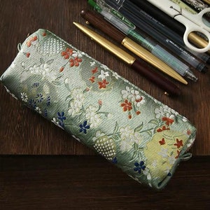 Gebreid satijnen etui, kantoortas met grote capaciteit, vintage artistieke etui, etui in Japanse stoffen en stijl, studentencadeau