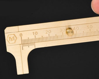 Brass Mini Sliding Gauge Vernier Caliper,Micrometer Gauge,Pocket Caliper,Measurement Tool For Design,Drawing