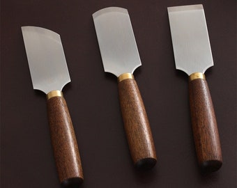 Schälmesser mit Walnussgriff, Ausdünnungswerkzeug aus Leder, Ledermesser mit Walnussgriff, Schrägmesser Kreismesser Ausdünnungswerkzeug