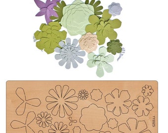 Molde de troquelado Sizzix para ramo de flores, troquel de corte de cuero con forma de flores en plena floración, molde de madera para flores enrolladas, herramienta para fieltro y papel