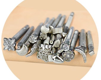 Leather Carving Tool 20 PCS Set Leather Craving Craft Stamp Punch,ready to  Ship Gift 