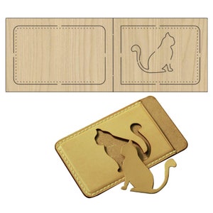 Jeu de matrices de perforation en cuir pour sac pour cartes personnalisé chat, moule creux découpé avec découpe en cuir de chat, outil kraft pour travaux manuels en cuir
