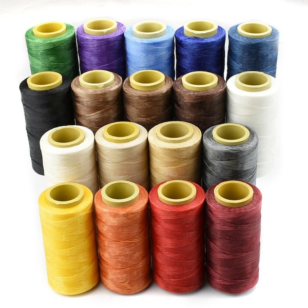 Fil de polyester ciré 150D 22 couleurs, fil à coudre en cuir, 1mm * 220m cordon de fil de cire à coudre pour l'artisanat du cuir, fil de cire plat en polyester