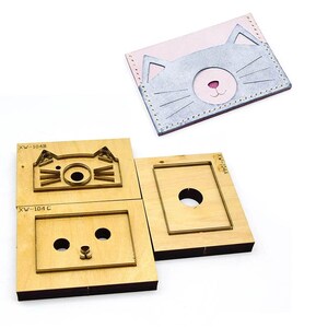 Juego de troqueles de cuero para tarjetas personalizadas con forma de gato, molde de troquelado de cuero hueco con forma de gato, herramienta Kraft para manualidades de cuero