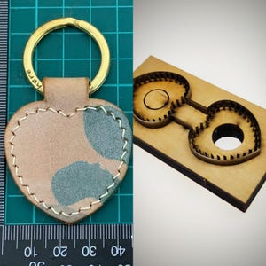 Juego de troqueles para llavero con forma de corazón de melocotón, molde para cortar cuero con forma de corazón para llavero, herramienta para manualidades de cuero Kraft, regalo para él