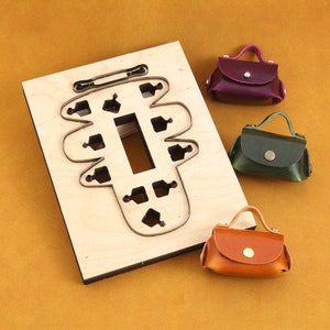 Mini sac à main en cuir. Moule découpé pour sac à main en cuir, paquet de cartes, poinçons en cuir, emporte-pièces faits main