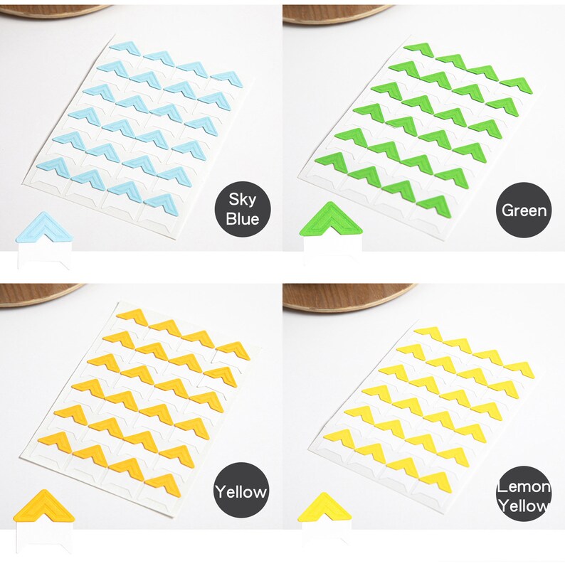 24 Pcs/sheet 13 Color Paper Corner Stickers, Color Corner Stickers for ...