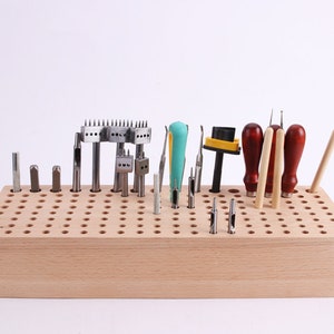 Leather crafts Beech Tools Holder,Wooden Leather Tool Storage Rack,Tools Organizer,Tools Display Holder