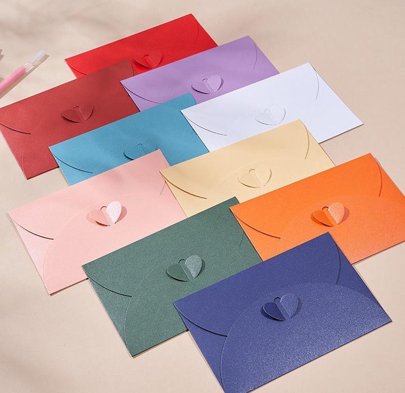 Heart Kraft Envelopes Set,Personalized Printing Envelopes With Love Heart Closure,Blank Cards,Mini Coin Envelopes,Gift Card Envelopes, image 19