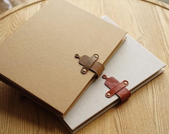 DIY Self-Adhesive Laminated Photo Album, Kraft Paper with Leather Buckle, Graduation Memory Book (Near A4 Size)