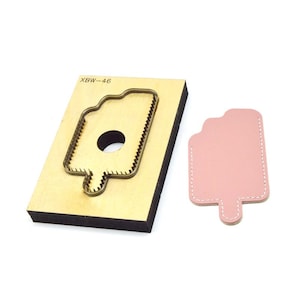 Molde troquelado de cuero para cortar tarjetas de helado creativo, plantilla de papel Kraft para portatarjetas de identificación de helado, juego de troqueles de cuero, hecho a mano