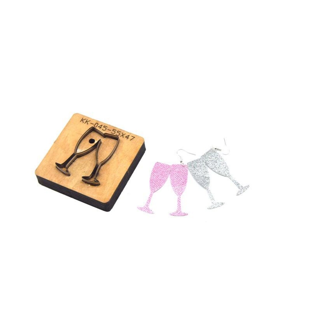 Champagne Leather Earring Die Cut,champagne Glass Cup Leather Cutting