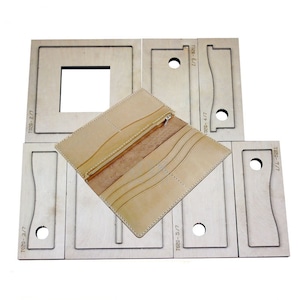 Molde troquelado horizontal para billetera con clip largo, juego de troqueles de cuero personalizados, cortadores hechos a mano