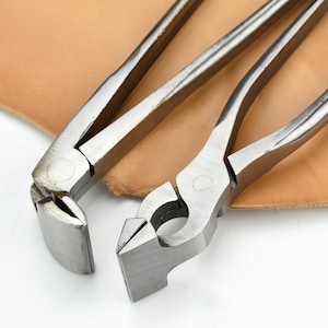 Alicates planos para artesanía de cuero, fijos, aplanadores, de codo y de punta fina para zapatos, bolsos y carteras. Herramientas para bricolaje en cuero.